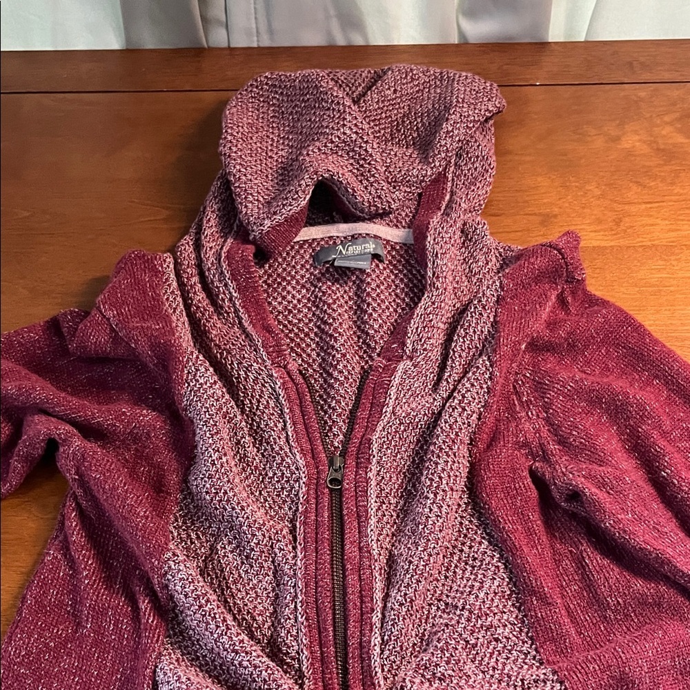 Natural Reflections Burgundy and Cream Knit Sweater